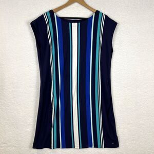 Tommy Hilfiger Women’s Sleeveless Sheath Dress Sz 2X Midi Blue & White Nautical